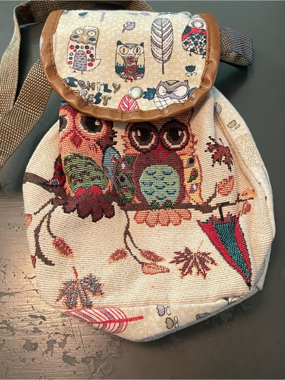 Whimsical Owl Tapestry Bag purse red brown